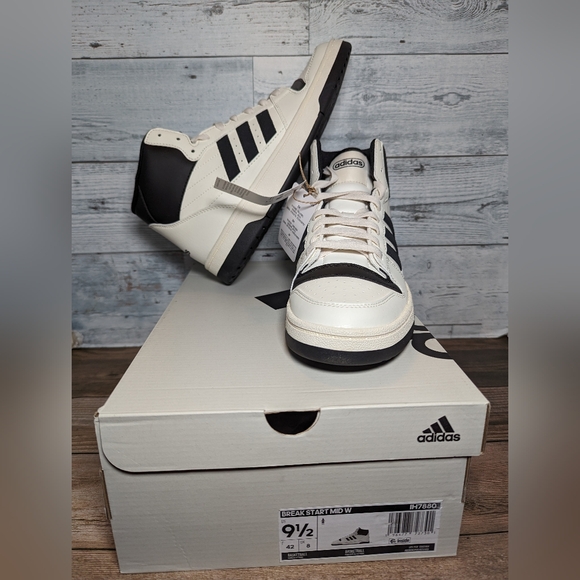 Adidas Break Start Mid Basketball Shoes White Black IH7880 Women's Size 9.5 8M - Picture 1 of 5